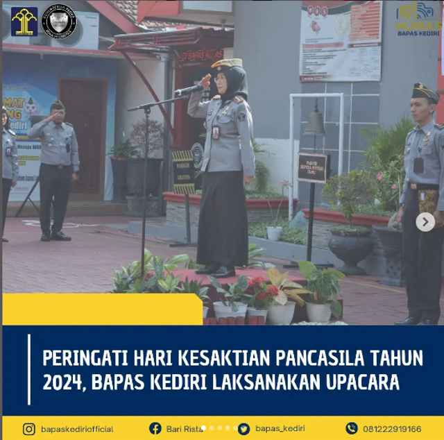 PERINGATI HARI KESAKTIAN PANCASILA TAHUN 2024, BAPAS KEDIRI LAKSANAKAN UPACARA