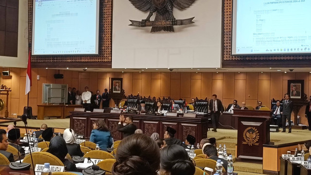 Suasana sidang pemilihan pimpinan DPD RI, Selasa (1/10/2024). Foto: Thomas Bosco/kumparan