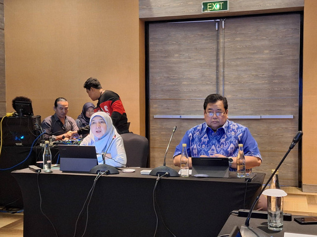 Direktur Sistem Perbendaharaan, Direktorat Jenderal Perbendaharaan Kementerian Keuangan Sulaimansyah dalam Media Briefing ASEAN Treasury Forum 2024 di Denpasar, Bali pada Rabu (2/10/2024)  Foto: Argya D. Maheswara/kumparan 