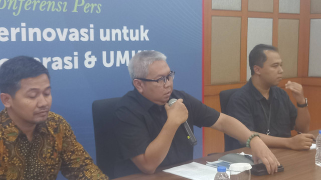 Pelaksana Tugas (Plt) Deputi Bidang UKM Kemenkop UKM, Temmy Satya Permana dalam Konferensi Pers di Kantor Kemenkop UKM, Kamis (3/10/2024). Foto: Widya Islamiati/kumparan