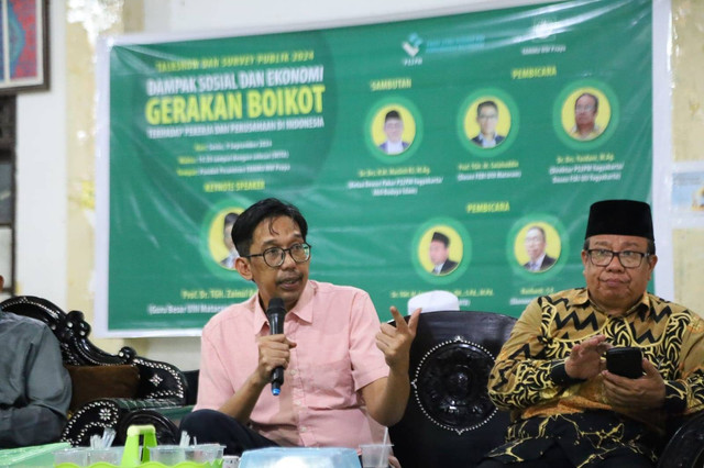 Dok. Pribadi/Kusfiardi, Pengamat Ekonomi Fine Institute saat acara Seminar Boikot Israel di Lombok Tengah