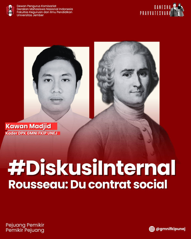 Pamflet Diskusi internal Gmni fkip tentang ROUSSEAU: DU CONTRAT SOCIAL