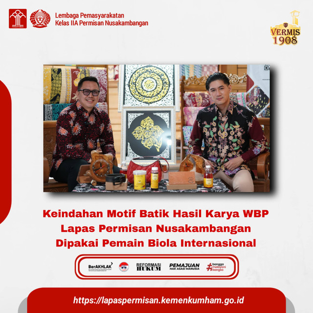 Keindahan Motif Batik Hasil Karya WBP Lapas Permisan Dipakai Pemain Biola 