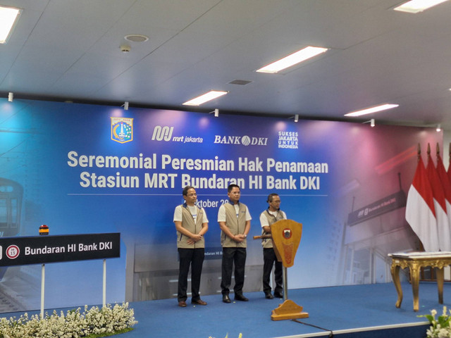 Peresmian nama Stasiun MRT Bundaran HI Bank DKI di Jakarta Pusat pada Selasa (8/10/2024).  Foto: Argya D. Maheswara/kumparan 