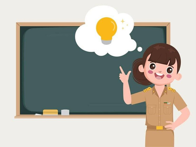 Teacher with light bulb in classroom. Sumber: Freepik.com