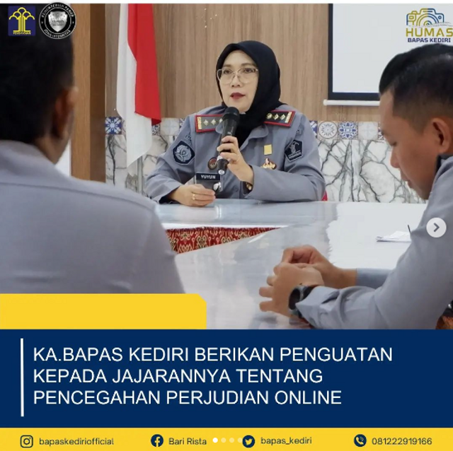 Ka.Bapas Kediri Berikan Penguatan Kepada Jajarannya tentang Pencegahan Perjudian Online