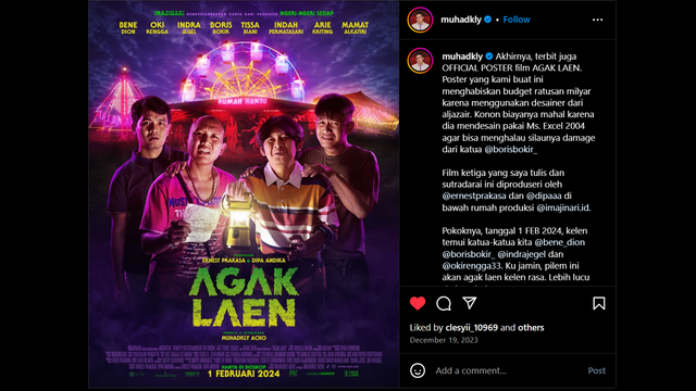 Poster Film Agak Laen (sumber: koleksi foto pribadi)