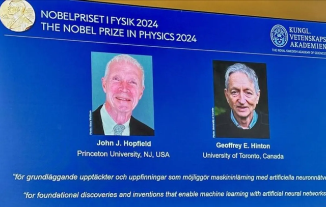 Hadiah Nobel Fisika dianugerahkan kepada ilmuwan John J. Hopfield dan Geoffrey E. Hinton atas jasanya mengembangkan metode machine learning yang kini menjadi fondasi teknologi kecerdasan buatan (AI). Foto: ANTARA Foto