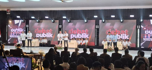 Suasana debat publik Calon Gubernur dan Wakil Gubernur Sulawesi Utara yang digelar KPU Sulut di Kota Kotamobagu.