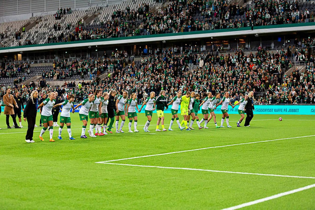 Hammarby berhasil menang saat debut di Liga Champions Wanita 2024/25 saat menghadapi St. Polten, Rabu (9/10/2024). Foto: Hammarby 