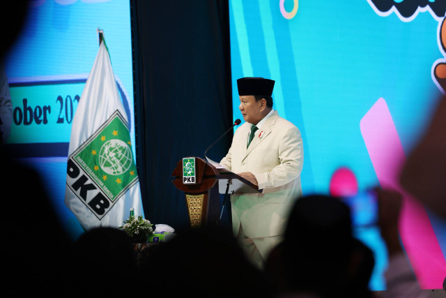 Presiden terpilih Prabowo Subianto menghadiri pembukaan Rapat Koordinasi Nasional Legislatif PKB di Jakarta, Kamis (10/10/2024). Foto: Dok. Istimewa