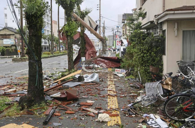 Topan Shanshan yang melanda Jepang pada Agustus 2024 silam. (Foto: Kyodo/via REUTERS)