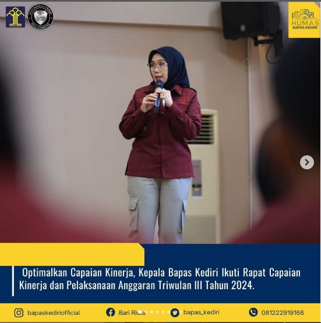 Optimalkan Capaian Kinerja, Kepala Bapas Kediri Ikuti Rapat Capaian Kinerja dan Pelaksanaan Anggaran Triwulan III Tahun 2024.