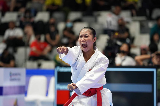 Atlet Karate, Malini Angga Resta, saat berlaga di ajang World Karate Federation (WKF) Seri A. Foto: Istimewa