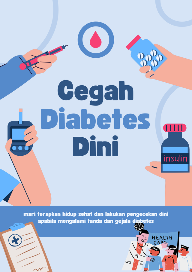 poster cegah diabetes pada anak muda, Canva