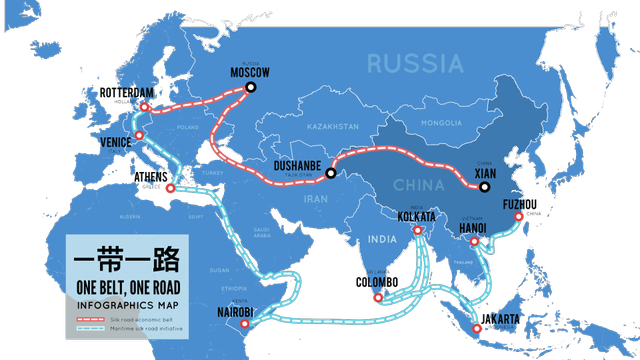 Peta Belt and Road Initiative yang digagas oleh Tiongkok. (Sumber : Shutterstock)