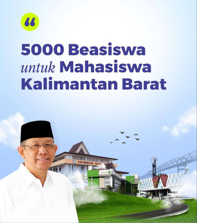 Program 5 ribu beasiswa untuk mahasiswa yang akan disiapkan Sutarmidji jika kembali terpilih menjadi Gubernur Kalbar. Foto: Dok. Instagram @bang.midji