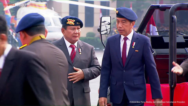 Presiden Jokowi bersama Presiden terpilih Prabowo Subianto saat di Mako Brimob, Depok, Senin (14/10/2024). Foto: YouTube/ Sekretariat Presiden 