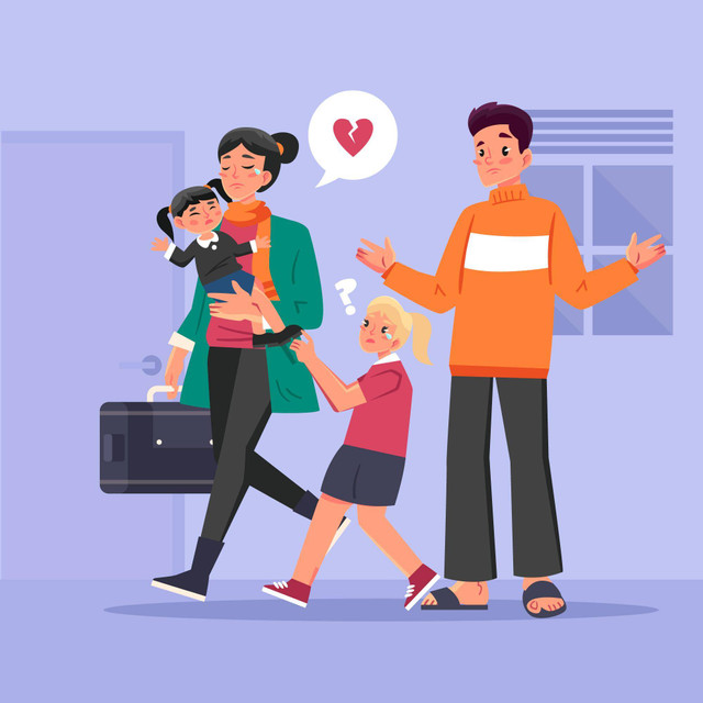 Ilustrasi Orang tua Dan Anak (Sumber: https://www.freepik.com/free-vector/divorce-concept_9010290.htm#fromView=search&page=1&position=26&uuid=9f74c514-d4bf-4cb9-ae51-f6bacb9cc758)