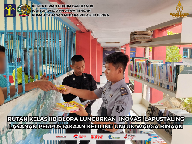 Rutan Blora Luncurkan Inovasi Layanan Perpustakaan Keliling (Lapustaling) untuk Warga Binaan, Blora, Senin (14/10/2024). Foto: M Ramajaya/humas rutan blora