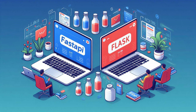 Ilustration FastAPI vs Flask | Created by Bing AI Generator Image