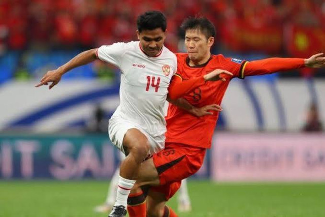 Timnas Indonesia menelan kekalahan dari China di Kualifikasi Piala Dunia 2026. (REUTERS/Florence Lo)