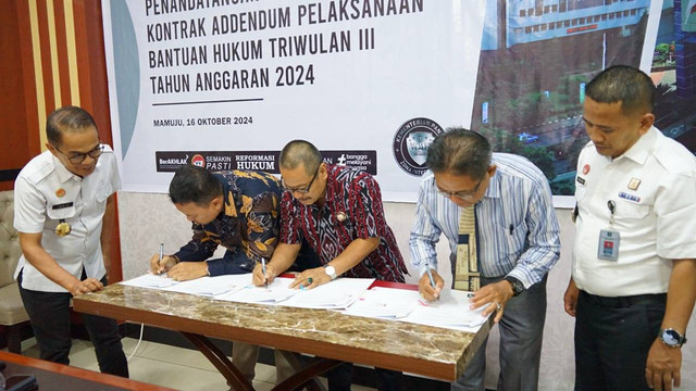 Kemenkumham Sulbar Tandatangani Kontrak Addendum Dengan 6 PBH