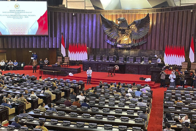  Suasana gladi bersih pelantikan Presiden-Wakil Presiden di kompleks Parlemen, Jakarta, Sabtu (19/10/2024). Foto: Abid Raihan/kumparan