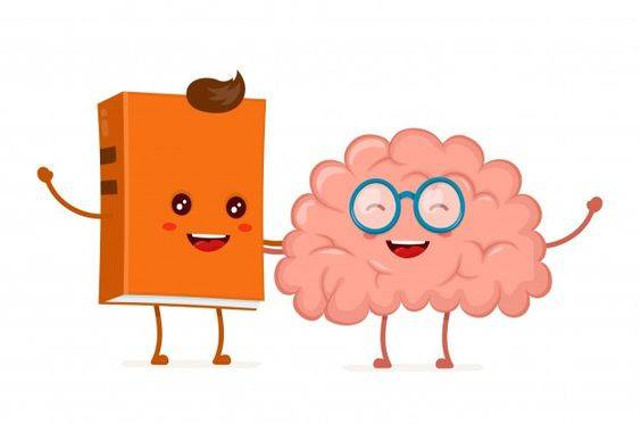 Funny happy cute smiling hipster book and brain in glasses. Sumber: Freepik.com.