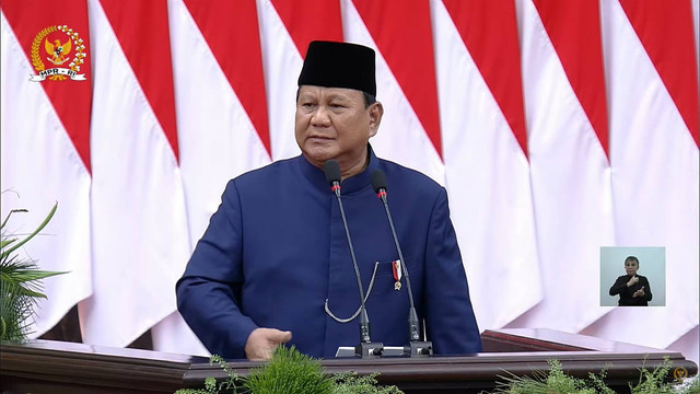 Dalam pidato usai dilantik menjadi presiden periode 2024-2029 di Gedung Nusantara, kompleks Parlemen, Senayan, Jakarta, Minggu (20/10/2024), Prabowo membahas soal swasembada pangan dan energi. Foto: Youtube/ MPRGOID