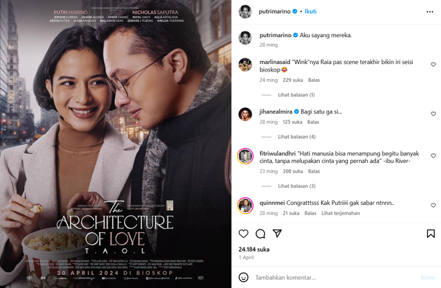 Poster film The Architecture of Love. Sumber: Koleksi foto pribadi