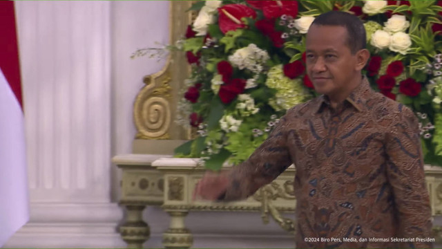 Kementerian Energi dan Sumber Daya Mineral, Bahlil Lahadalia saat dipanggil oleh Presiden Prabowo Subianto di Istana Negara, Jakarta, Minggu (20/10/2024). Foto: YouTube/Sekretariat Presiden