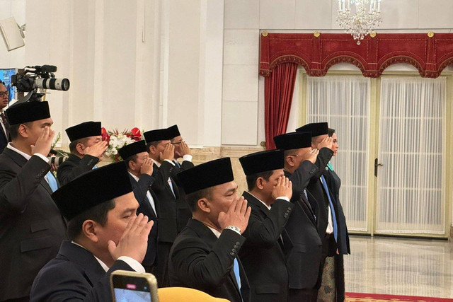 Suasana Pelantikan Menteri Kabinet Merah Putih di Istana Negara, Jakarta, Senin (21/10/2024). Foto: Luthfi Humam/kumparan