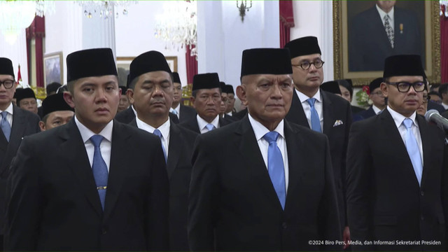 Suasana pelantikan Wakil Menteri di Istana Negara, Jakarta, Senin (21/10/2024). Foto: YouTube/Sekretariat Presiden