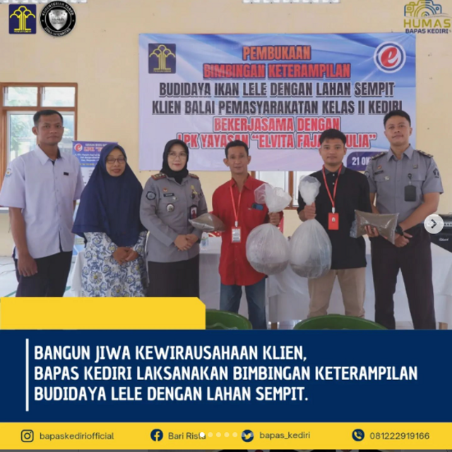 Bangun Jiwa kewirausahaan Klien, Bapas Kediri Laksanakan Bimbingan Keterampilan Budidaya Lele Dengan Lahan Sempit.