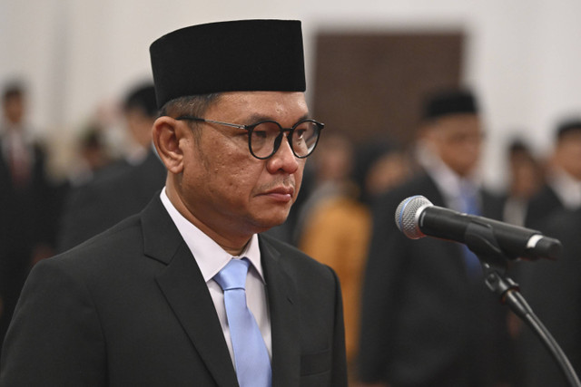 Tubagus Ace Hasan Syadzily mengikuti pelantikan dirinya sebagai Gubernur Lembaga Ketahanan Nasional (Lemhanas) di Istana Negara, Jakarta, Selasa (22/10/2024). Foto: Sigid Kurniawan/ANTARA FOTO 