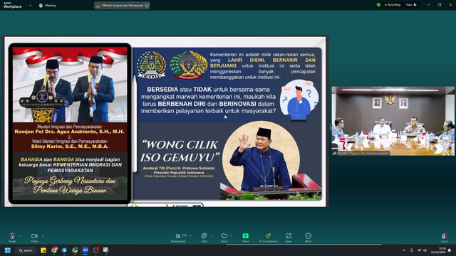 Rupbasan Mojokerto Ikuti Arahan Menteri Imigrasi dan Pemasyarakatan melalui Virtual Zoom