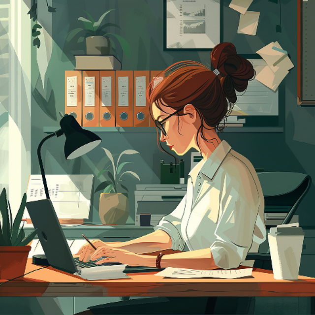 https://pixabay.com/illustrations/ai-generated-woman-work-desk-8876491/ 