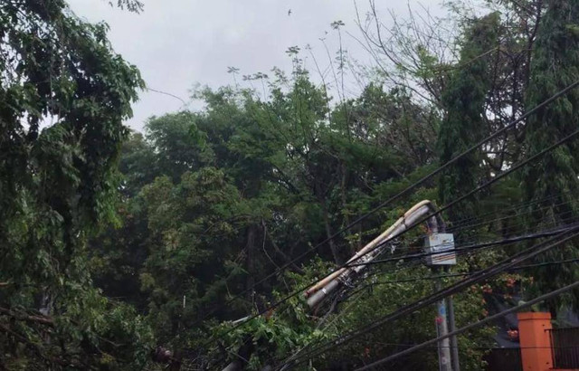 Tiang listrik yang roboh diterpa puting beliung, Foto : Ist