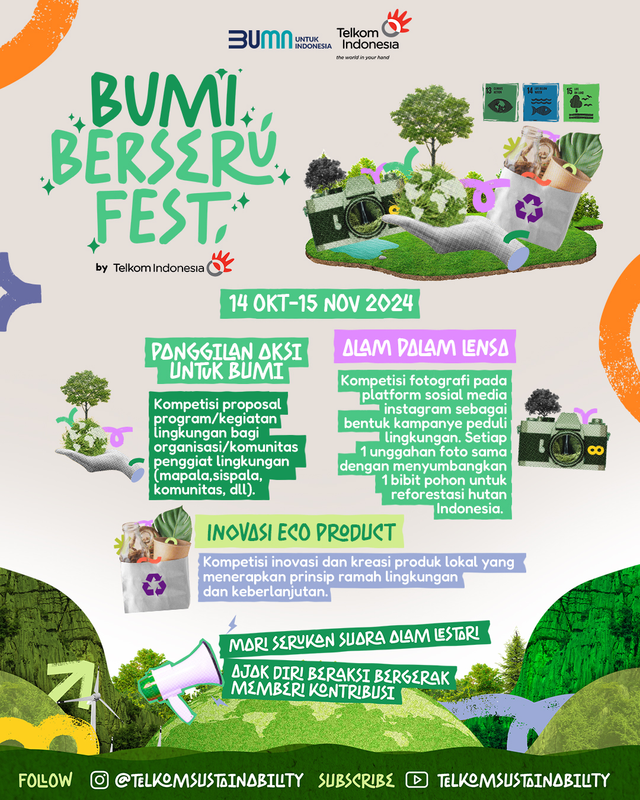 Telkom gelar kompetisi Bumi Berseru Fest dari 14 Oktober-15 November 2024. Foto: Dok. Telkom