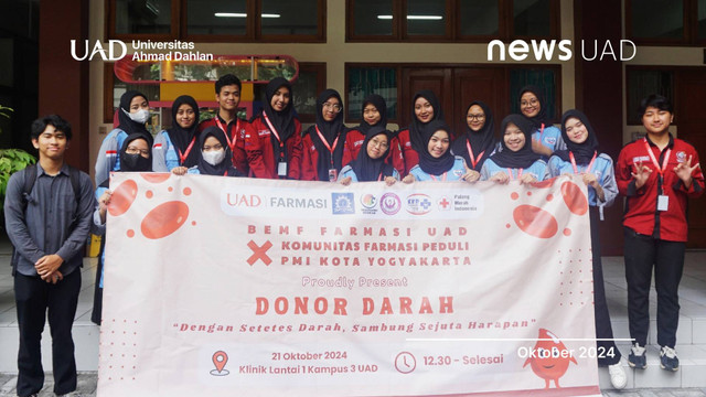 Donor darah bersama BEM-F Farmasi, KFP, dan PMI Kota Yogyakarta di Kampus III Universitas Ahmad Dahlan (UAD) (Dok. Isah)