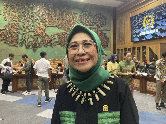 Ketua Komisi X, Hetifah Sjaifudin menjawab pertanyaan wartawan di Ruang Rapat Komisi X, Komplek Parlemen Senayan, Jakarta Pusat, Rabu (30/10/2024). Foto: Alya Zahra/kumparan 