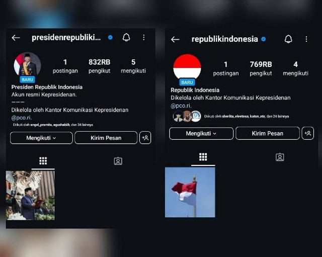 Presiden Prabowo Kini Punya Akun Instagra Resmi Kepresidenan