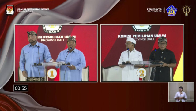 Debat Perdana Pilgub Bali Mulia-PAS dan Koster-Giri, Rabu (30/10/2024). Foto: YouTube/ KPU Provinsi Bali