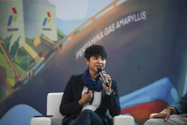 Environmental Advocate, Farwiza
saat menghadiri Pertamina Goes to Campus di Graha ITS, Surabaya, Rabu (30/10/2024). Foto: Dicky Adam Sidiq/kumparan