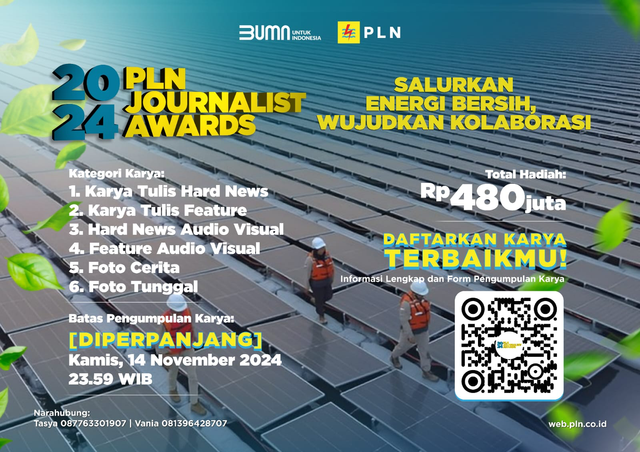 PLN Journalist Award (PJA) 2024 diperpanjang sampai 14 November 2024. Foto: Dok. PLN