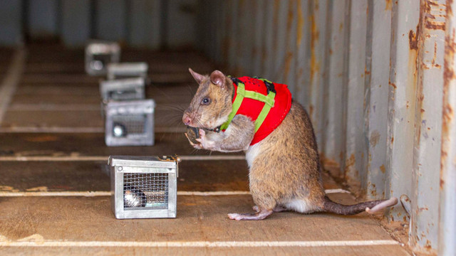 Tikus berkantung raksasa Afrika (Cricetomys ansorgei) digunakan peneliti untuk mengendus satwa liar yang diperdagangkan secara ilegal. Foto: APOPO/Facebook