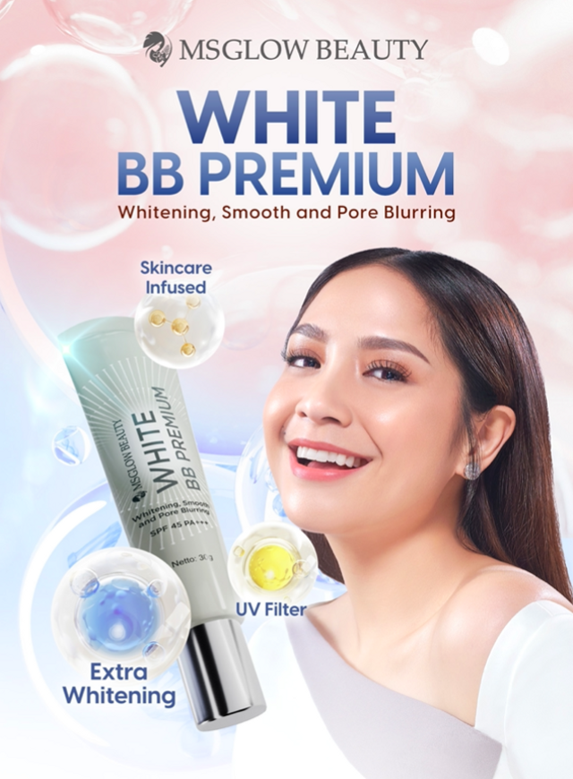 MS GLOW Beauty merilis White BB Premium dengan konsep Skincare Infused yang mampu mencerahkan, menyamarkan, dan meratakan warna kulit secara instan. Foto: Dok. MS GLOW