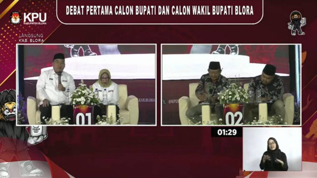 Debat publik perdana Pilkada Kabupaten Blora yang digelar di Graha Larasati Blora. Senin siang (04/11/2024). (Aset: Istimewa)