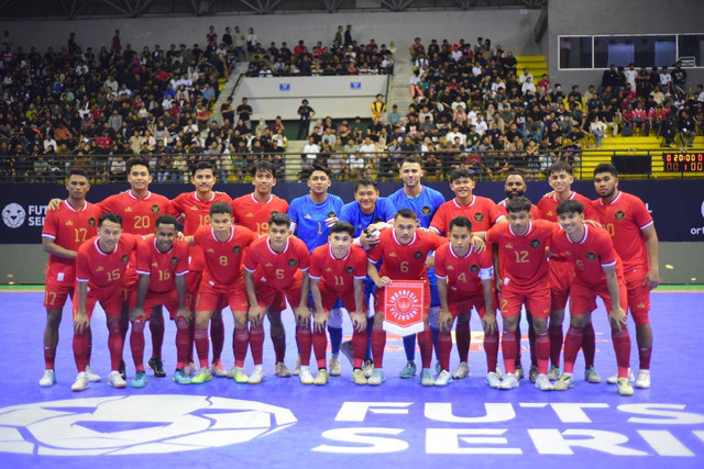 Timnas Futsal Indonesia jelang lawan Malaysia di laga uji coba yang digelar di GOR Amongrogo, Yogyakarta, pada 13 Oktober 2024. Foto: FFI